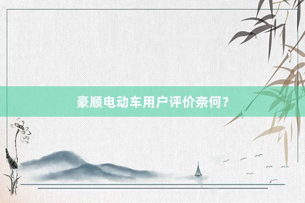 豪顺电动车用户评价奈何？