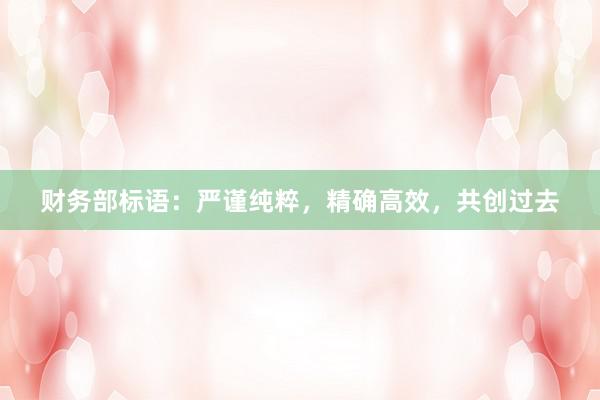 财务部标语：严谨纯粹，精确高效，共创过去