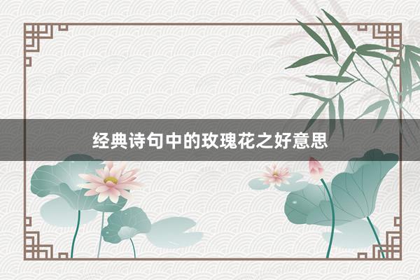 经典诗句中的玫瑰花之好意思